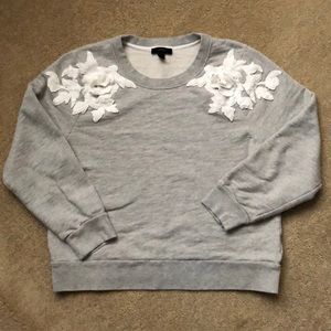 J. Crew grey sweatshirt w/ white flower details